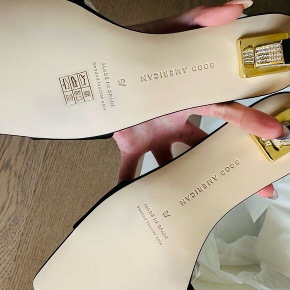 NIB Good American Kickstand Slide Sandal Black Kitten Heels Size 6.5 – $189 MSRP - Picture 7 of 11